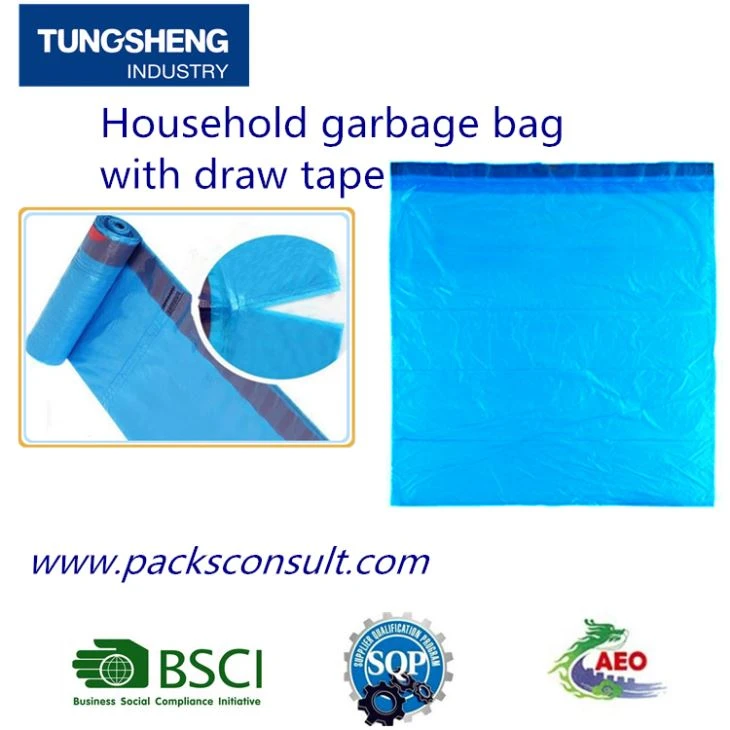 Household Garbage Bag With Draw Tape