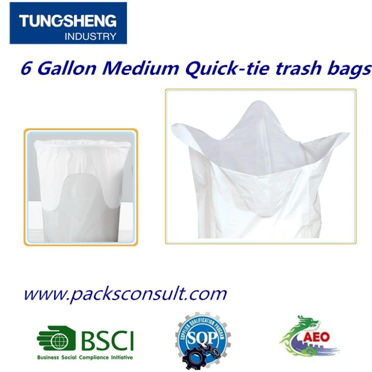 Medium Quick-tie Trash Bags 6 Gallon