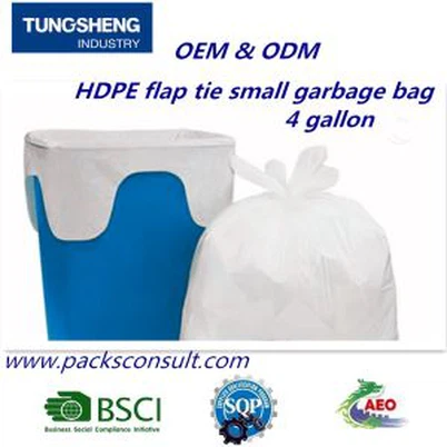 HDPE Flap Tie Small Garbage Bag 4 Gallon