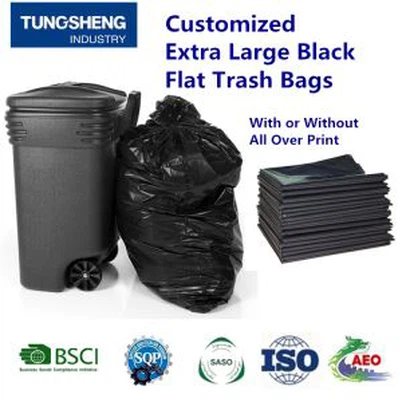 Extra Large Black Flat Bags With All Over Print